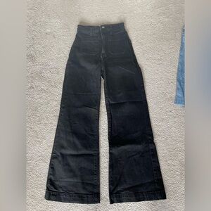 ROLLA'S Black High-Rise Flared Wide-Leg Jeans